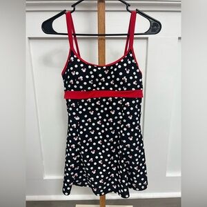 Disney Parks Minnie Mouse Rec/Black/White Polka Dot Swim Dress sz Small